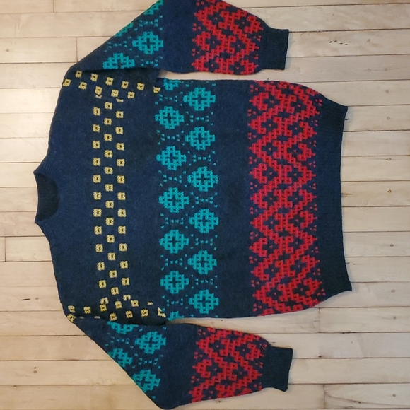 Pull United Colors Of Benetton Col Ras Du Cou - Multicolore - 50% Coton, 50% Acrylique - Étiquette Appliquée - Modèle Mixte